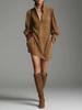 European & American Elegant Retro Solid Long Sleeve Zipper Stand Collar Dress 2025