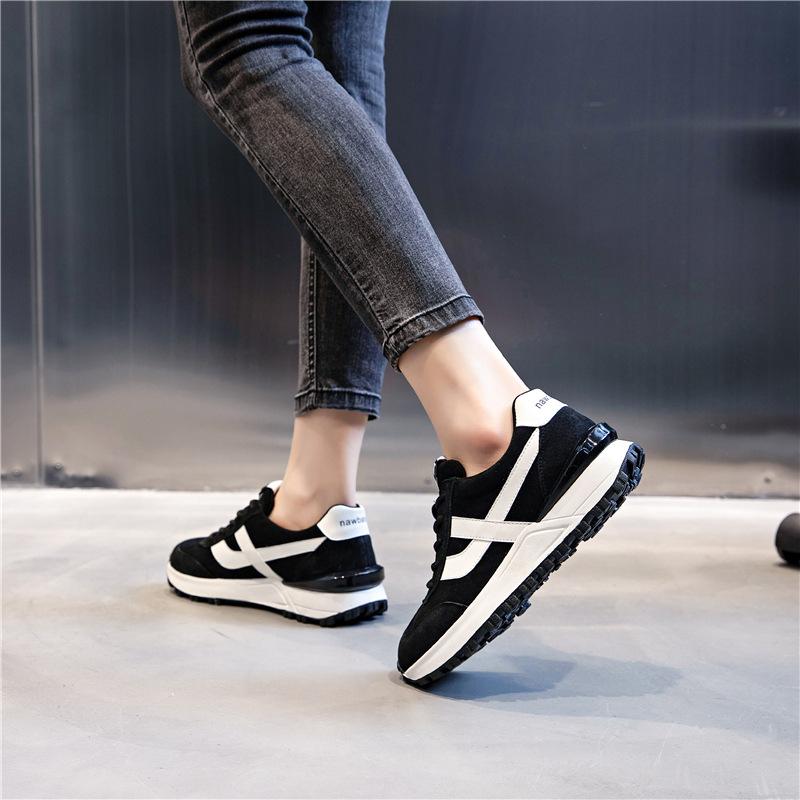 Dad shoes women's velvet autumn and winter 2025 new leisure sports running breathable Forrest Gump shoes flat leather women's shoes