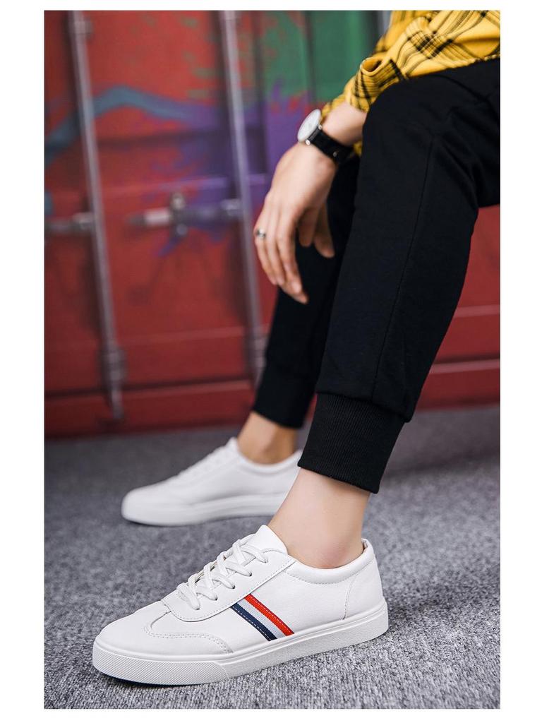 2024 Men's Korean Style White Low-Top Casual Breathable Shoes for Autumn/Winter