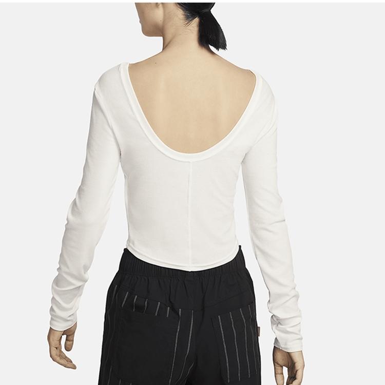 Nové dámské legíny Nike Sportswear Chill Knit s dlouhým rukávem a mini žebrováním, bílé FN3662-133