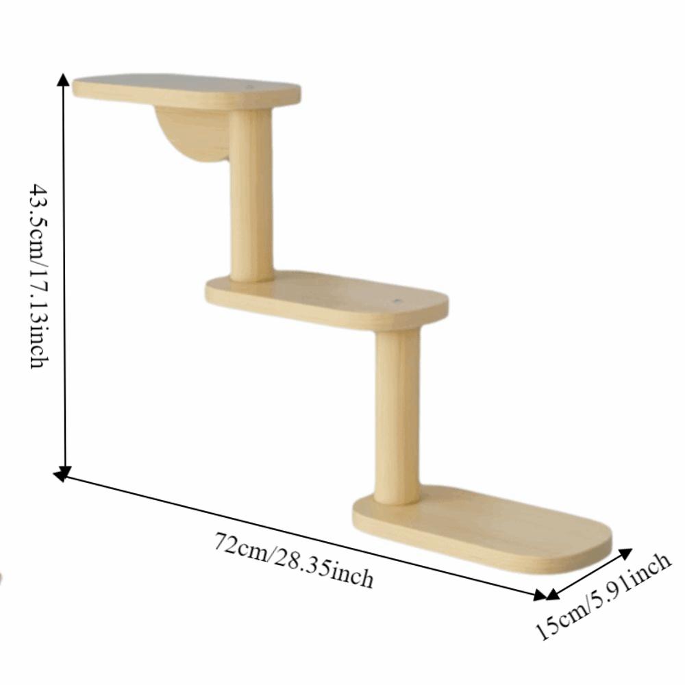 3-Level Wall Mounted Cat Tree Solid Wood Cat Sisal Scratching Post Cat Perch  Pet Playground