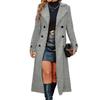 Casaco Peacoat Clássico de Lã com Lapela Notch Longa Casaco Trench Coat Feminino Casual Outono Inverno Sobrecasaco