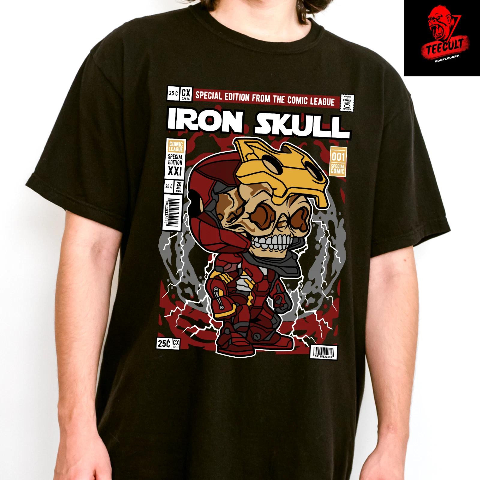Men s and Women s T-shirts Iron Skull Marvel Movie Comic Character Funko Pop Unisex Cotton S