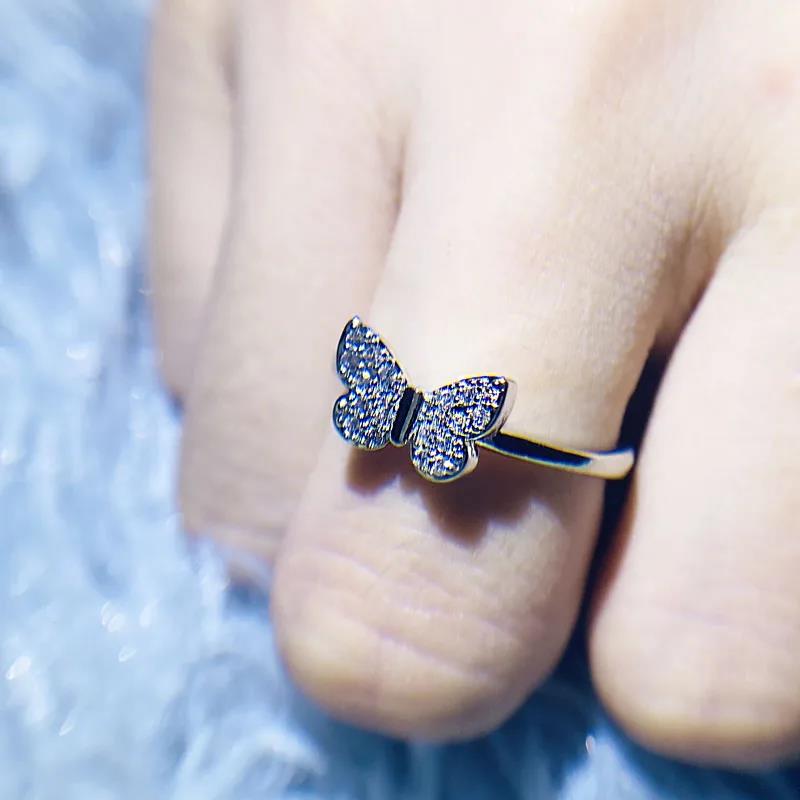 New Arrival 925 Sterling Silver Butterfly Micro Pave Zircon Finger Rings for Women Promise Love Wedding Jewelry Anillos Mujer