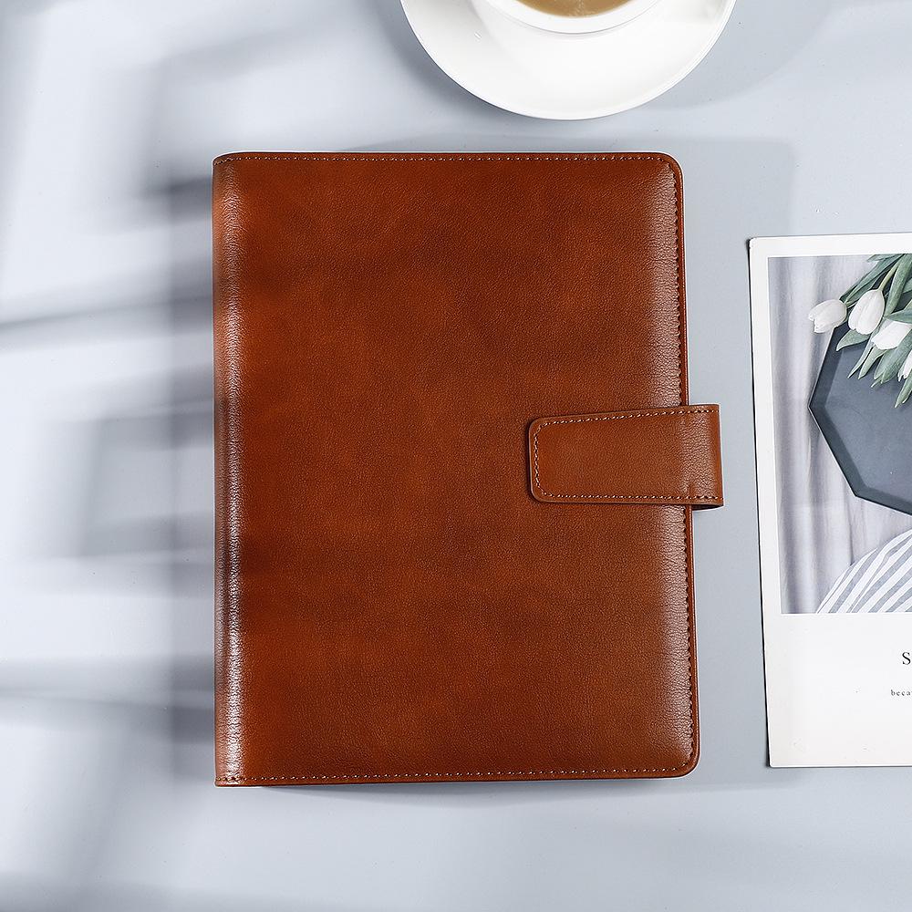 A5 Leather Hardcover Notebook - Thick, Detachable, Simple Business Office Diary