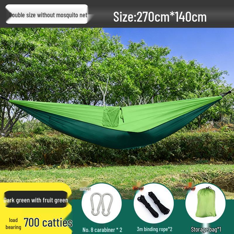 Outdoor Anti-Rollover Hanging Chair Hammock - Single/Double, Color-block Nylon, Parachute Cloth, Lightweight Swing.