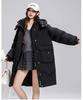 Women's Autumn and Winter Coat Solid Color Stand Collar Hooded Loose Thickened Windproof Mid-length Women's Jacket