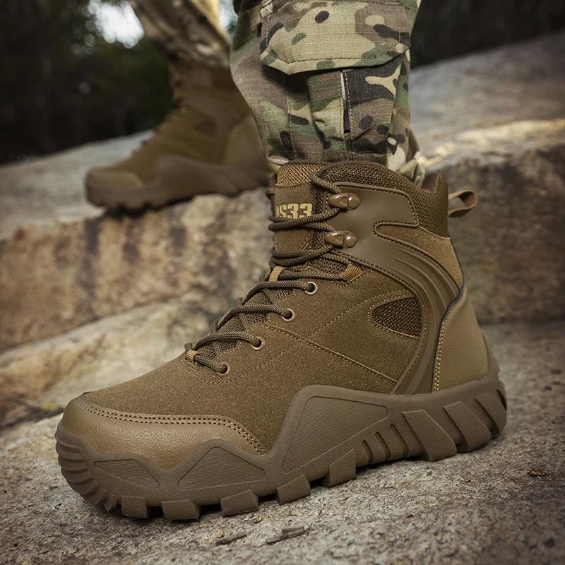 Climbing Tactical Shoes Men Boots Casual Outdoor Military Waterproof Work Brand Plus Size Boot Motorcycle Ankle Man Hiking Shoes