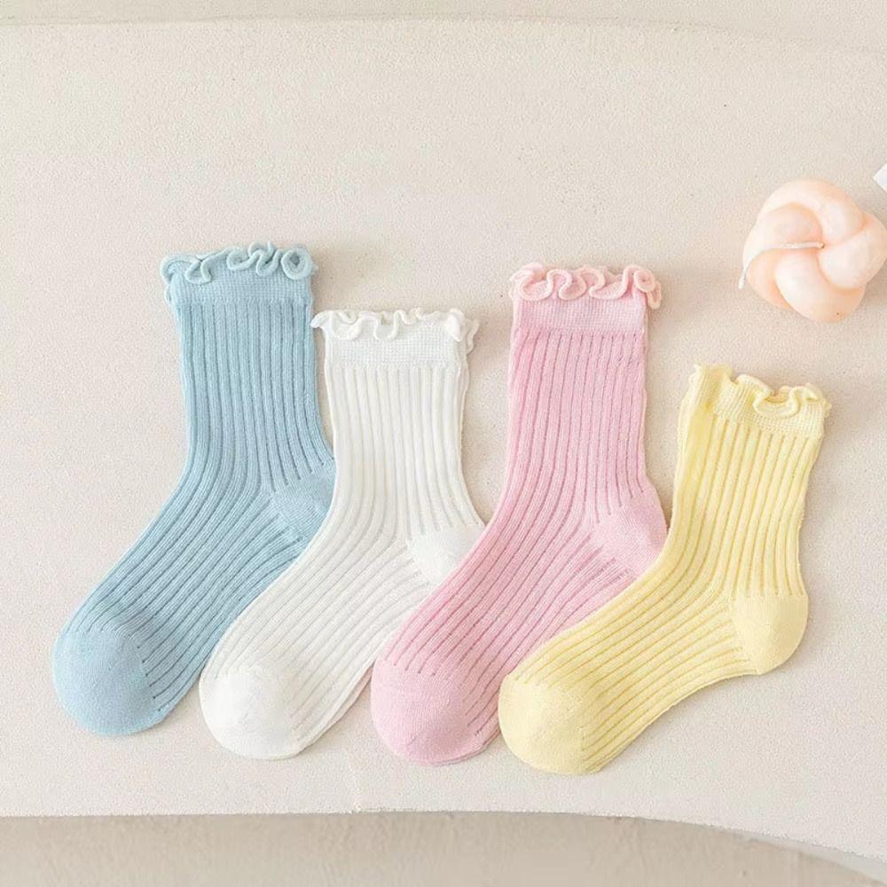 Breathable Mesh Children Princess Socks Solid Color Children's Socks Kids 1-12Y