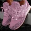 Ladies Platform Sneakers with Muffin Sequins and Rhinestones