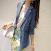 Frühling Herbst Vintage Anzug Frauen Jeans Jacke Casual Tops Lose Kurze Denim Blazer Outwear Weibliche Cowboy Basic Mantel