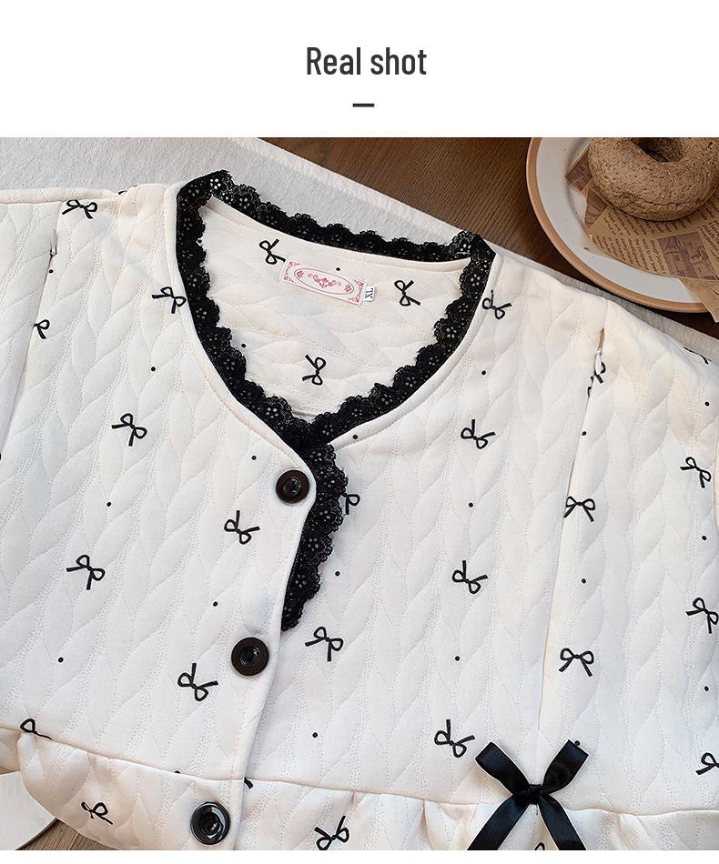 Umstandspajamakleid aus Luftbaumwolle für Herbst/Winter - Übergröße für pränatale, Krankenhaus- und postpartale/Stillzeit-Nutzung