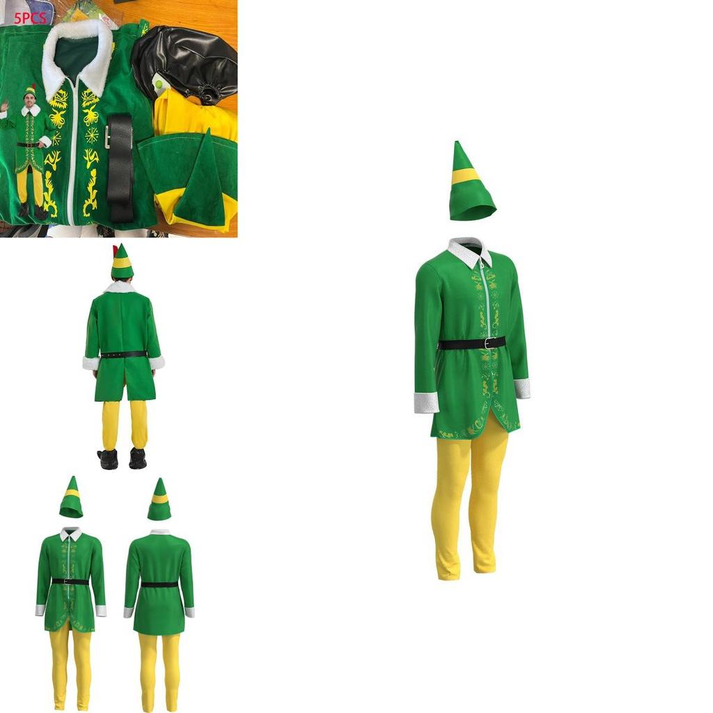 Halloween Men Elf Cosplay Costume Outfits Christmas Role Play Theme Adult Party
