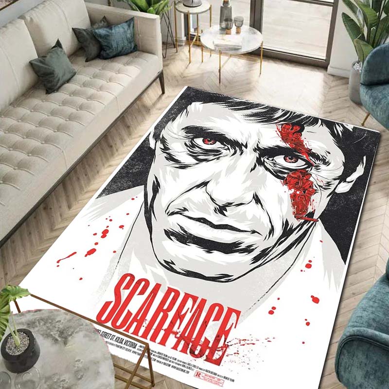 Tappeto Tappeto Movie 3D Printing Scarface Tony per Camera da Letto Soggiorno Casa Decorazione Divano, Tappetino Gioco Bambini Grande Decorazione Pavimento Regalo