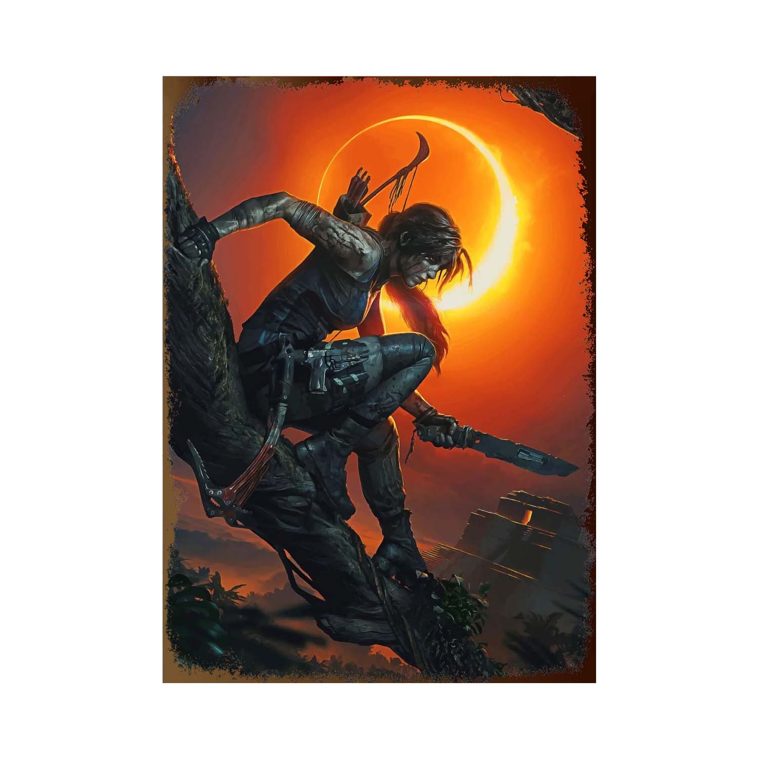 Винтажная металлическая табличка Tomb Raider Декор комнаты геймера Постер с геймпадом Идеальный подарок для детей Декоративная табличка для гостиной Видеоигра Деко 20x30cm（7.8x11.8inch）