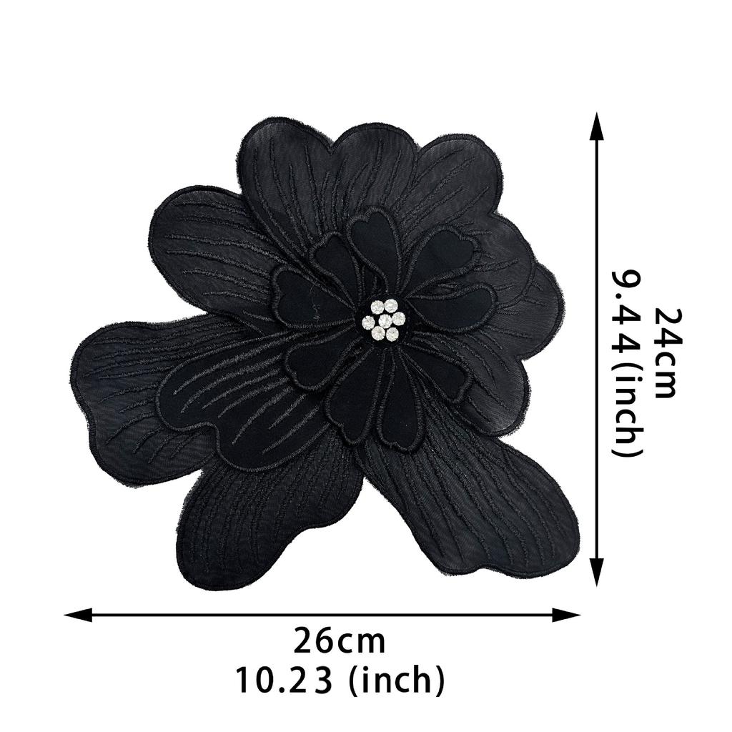 Black And White Two-Color Embroidery Nail Drill Multi-Layer Flower Clothing Wedding Dress Denim Jacket Decorative Accessories
