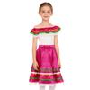 Girls Mexican Dress Set Off Shoulder Ruffled Top Elastic Waistband Lace Ribbon Trim Skirt