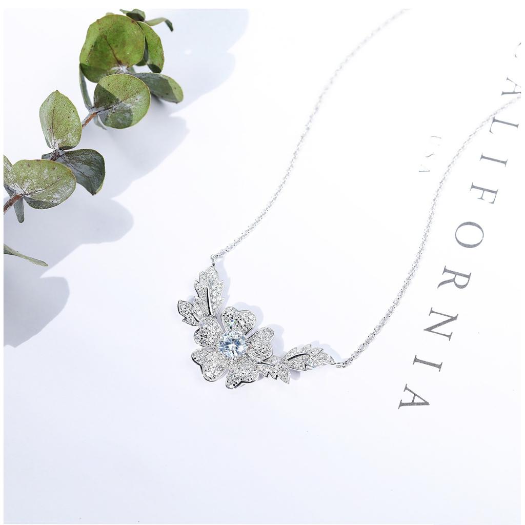 Koreansk Kreativt Anheng med Smilende Blomst Halskjede for Kvinners Kragebenskjede Mote Zirkonsmykker