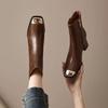 Women's Booties Autumn and Winter Chunky Heel Low Heel French Niche Chelsea Boots Soft Leather High-end Sense