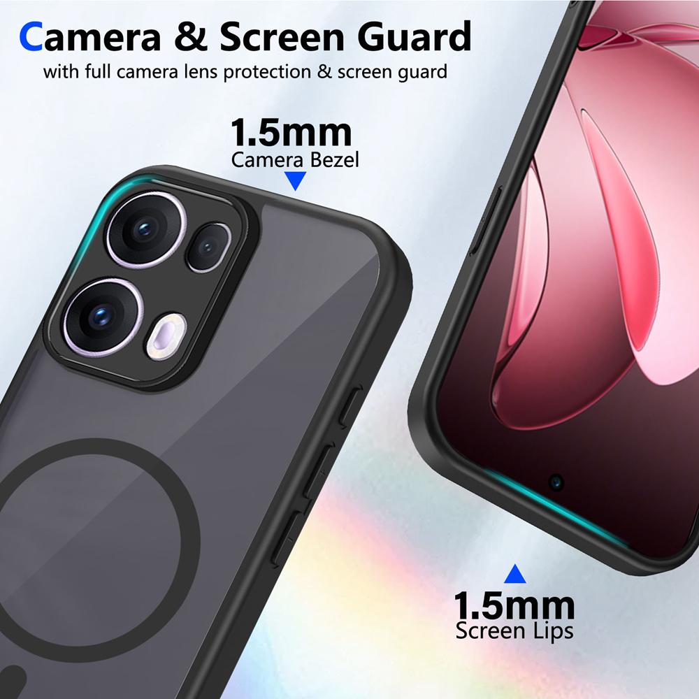 KEYSION Magnetic Phone Case for OPPO Reno13 13 Pro 5G Silicone+PC Matte Translucent Clear Shockproof Cover for OPPO Reno13 F 5G