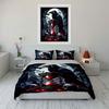 Conjunto de Roupa de Cama com Estampa de Corvo Negro com Cena de Ampulheta 1 Capa de Edredom 2 Fronhas para Adultos e Crianças Presente de Luxo Tamanho Completo