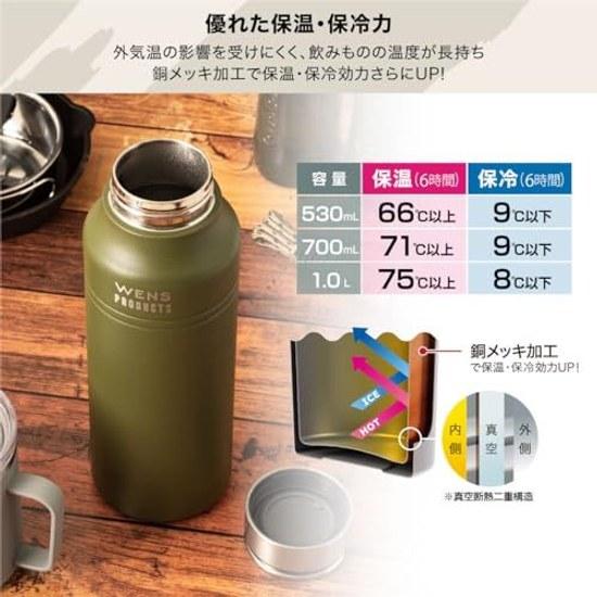 Atlas Water Bottle 700ml Insulated Vacuum Stainless Steel Mug Lightweight Direct Drinking Easy Clean Outdoor WENS Mustard AWPB-701MD