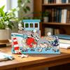 Figurina da Tavolo Multi Strato in Legno Oceano Vassoio a Gradini Spiaggia Estiva Cartello Elemento Centrale Costiero Sott'acqua per Decorazione Scrivania Ufficio Casa Libreria