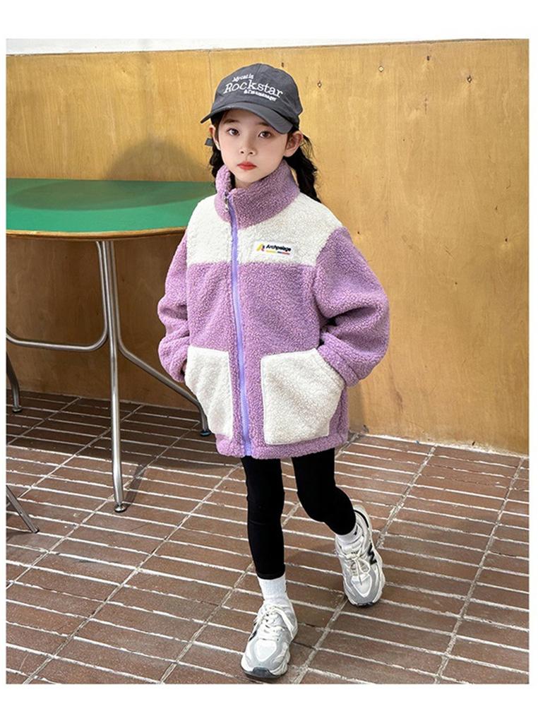 Girls LambWool Warm Jackets Autumn Winter Kids Plus Velvet Coats New Teenager Fashion Padded Outerwear Children Clothing