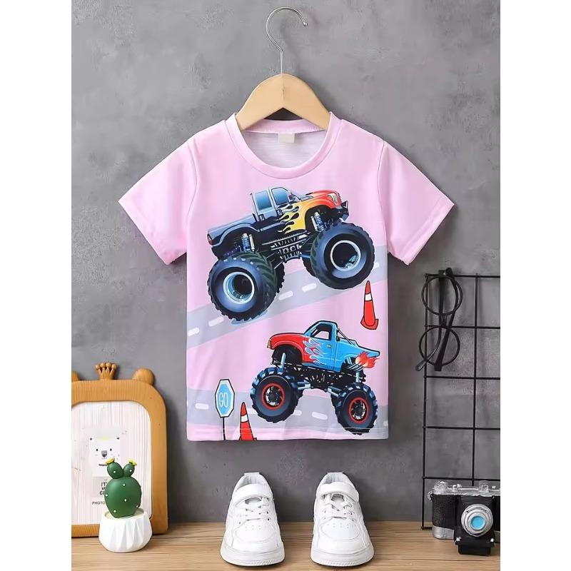 Children's Clothing Boys Tshirt Short Sleeve Girl T-Shirt 3D Cartoon Truck Print Kids Summer Clothes Children's Boy's Clothing
