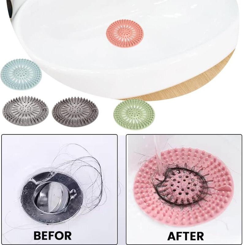 Drain Hair Catcher Silicone Bathroom Accessories Shower Drain Protector Sink Drain Strainer Hair Stopper for Shower Kitchen Bathroom Tub 0.8 Pack