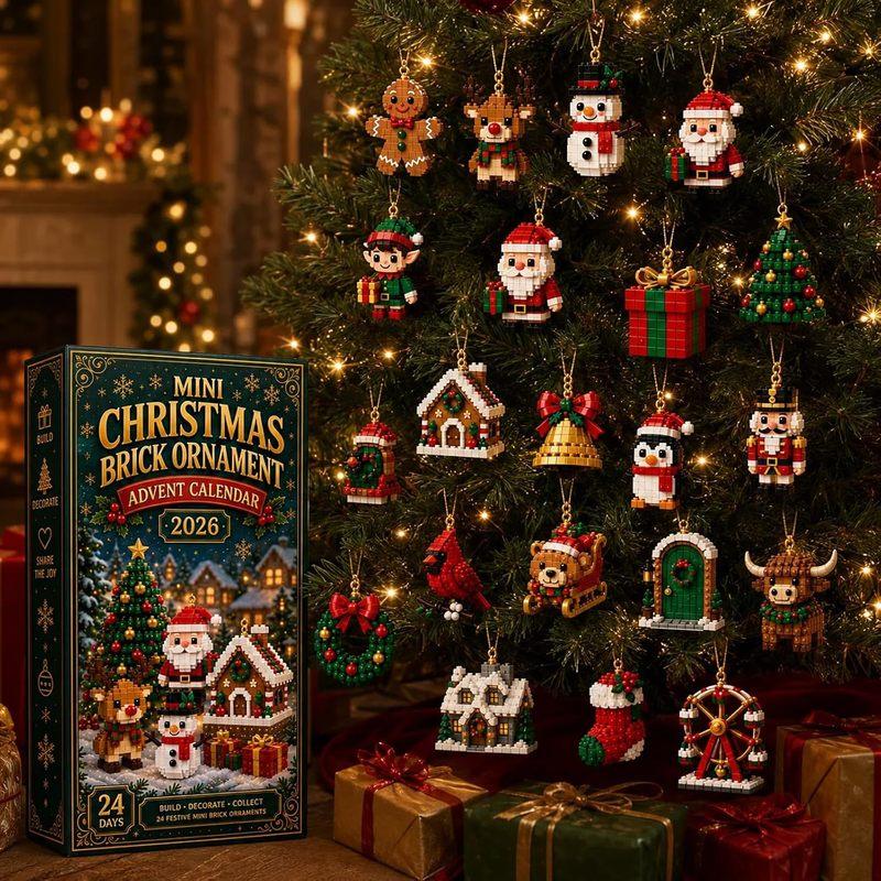 3D Mini Christmas Brick Ornament Advent Calendar 2026, 24 Days Christmas Countdown Building Blocks Kit,Christmas Tree Decor Gift