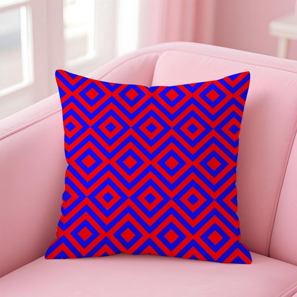 Colorful Geometric Continuous Art Cushion Cover Pillowcase Short Plush Invisible zipper Room Sofa Cushion Cover