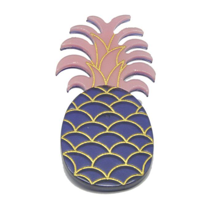 Broche Ananas violet rose