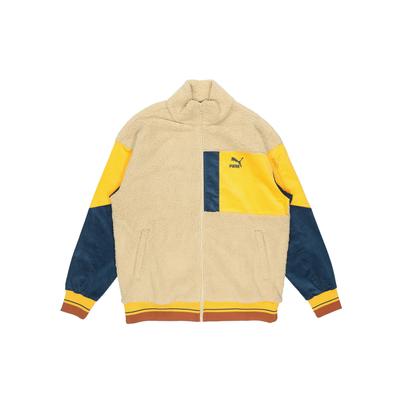 Spliced Faux Shearling Warm Logo Jacket Men Outerwear Khaki 534678-12