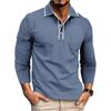 Men's Spring And Solid Color T-shirt Lapel 3 Button Open Placket Button Long Sleeved Top