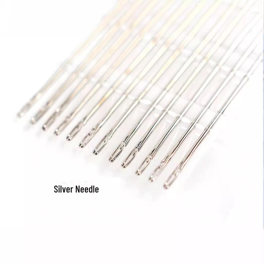 

Игла с серебряным наконечником и золотым хвостиком, боковое отверстие, игла для ручного шитья и вышивания без ниток. Tail needle side opening серебряный
