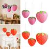 Fruit Themed Party Decorations Strawberry Paper Lantern, Pink Shaped Hanging Decor for Birthday Party, DIY Window Scene Ornaments Collapsible