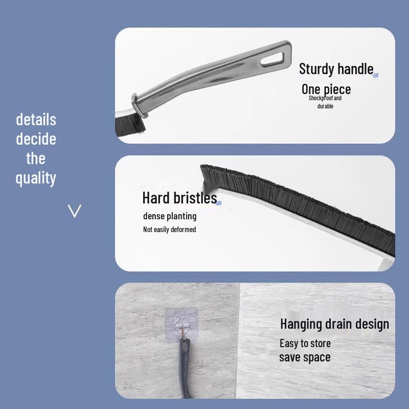 Long Handle Crevice Brush for Bathroom, Toilet, Kitchen Tile, and Window Seam Cleaning - Hard Bristle Dust Brush.