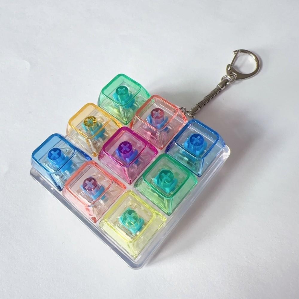 9 Tasten Knopf Tastenkappe Fidget Schlüsselanhänger Finger Tastatur Kappen Spielzeug DIY Dekompressionsspielzeug Clicker Spielzeug Zum Stressabbau Zeitvertreib