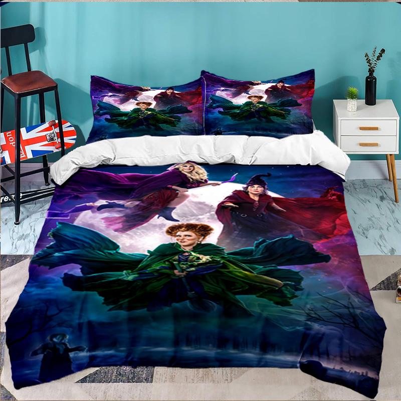 Hocus Halloween Night 3pcs Bedding Set,Including 1pc Duvet Cover And 2pcs Pillowcases Perfect Gift for Christmas,Ideal for Bedroom, Dormitory