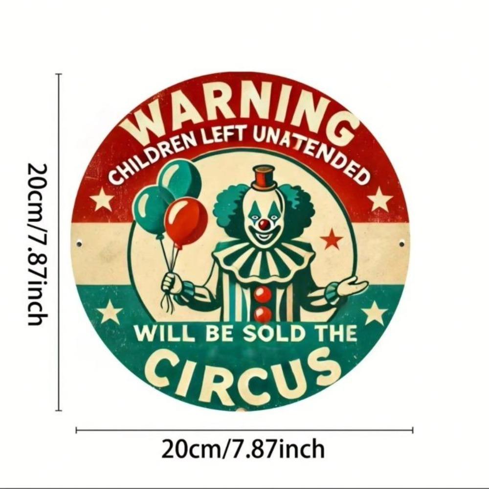 Evil Clown Metal Tin Sign Round Wall Art 7.8x7.8 Inch Home Bar Garden Decor