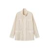 Demana Linen Blend Stand Collar Drawstring Waist Jacket