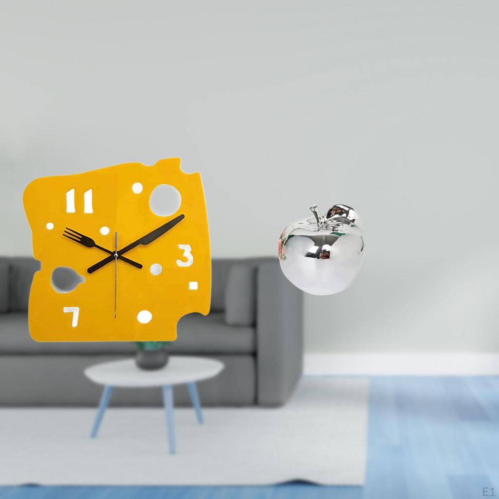 Nordic Minimalist Cheese Clock Ceramic Figurine Wall Hanging Craft Quiet Acrylic Desk Ornament