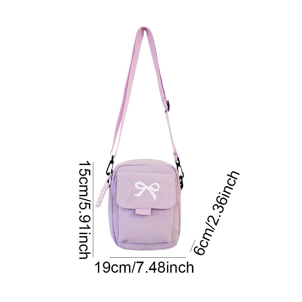 

Женская маленькая сумка кроссбоди из нейлона, однотонная, модная, на плечо, с регулируемым ремешком, повседневная сумка-мессенджер, женская сумка-слинг с бантом, сумка-хобо фиолетовый