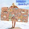 Bubu Dudu Cartoon Print Beach Towel, Large Soft Quick Dry Towel for Beach Camping Swimming