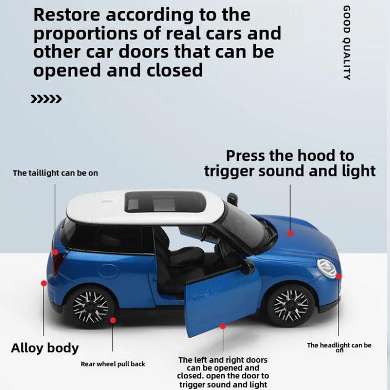 CCA Diecast 1/28 BMW Mini Cooper Alloy Car Model Sound Light Children Boy Diecast Toy Vehicle Collection Miniature Voiture