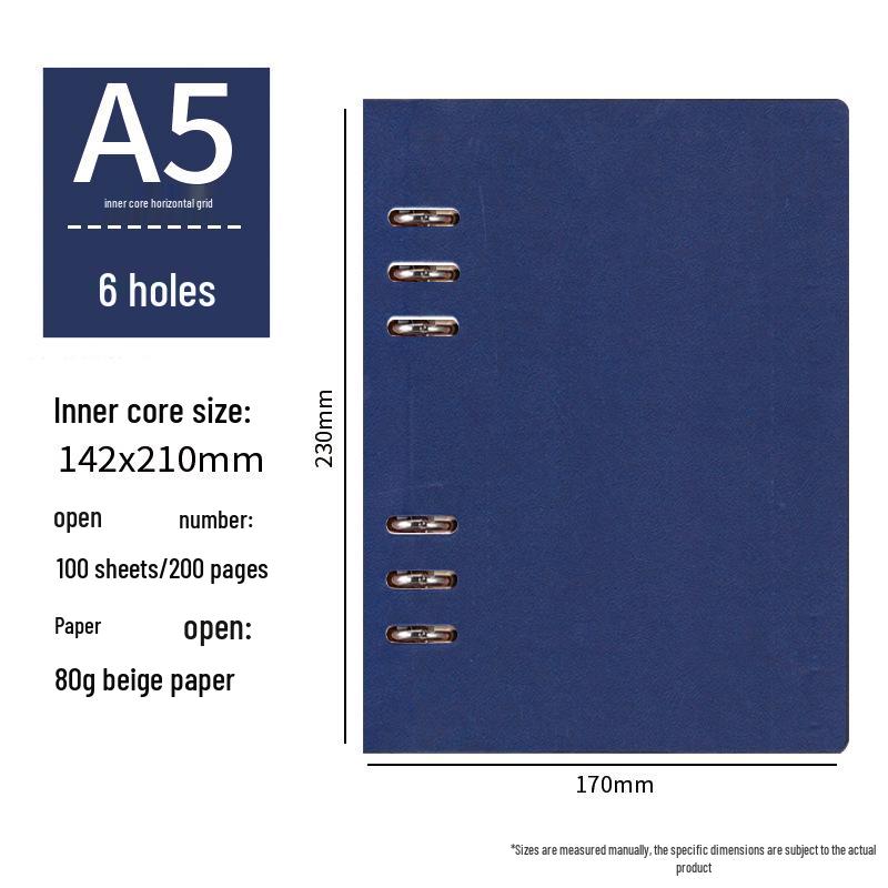 

Блокнот А5/В5 у ретро стилі на рознімних кільцях з шістьма/дев ятьма/чотирма отворами для бізнес-офісу.