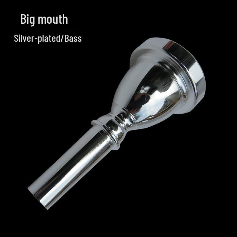 Silver-Plated Brass Large Bore & Shank Mouthpiece for Bass Wind Instruments серебряный