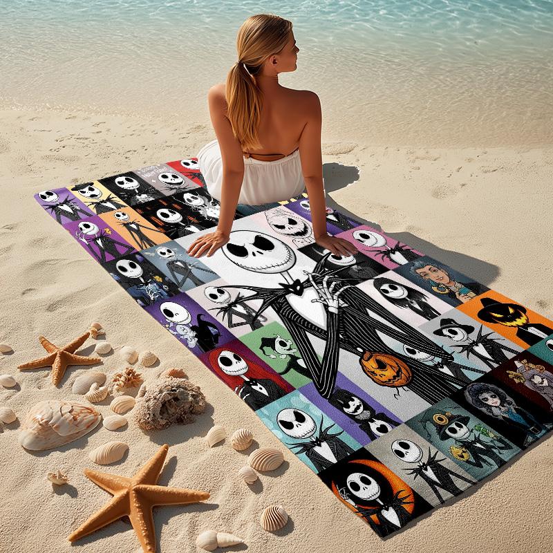 Nightmare Before Christmas Stylish Digital Printing Beach Towel Quick Drying Absorbent Blanket For Beach Pool Gym Travel Christmas Gift C9211608