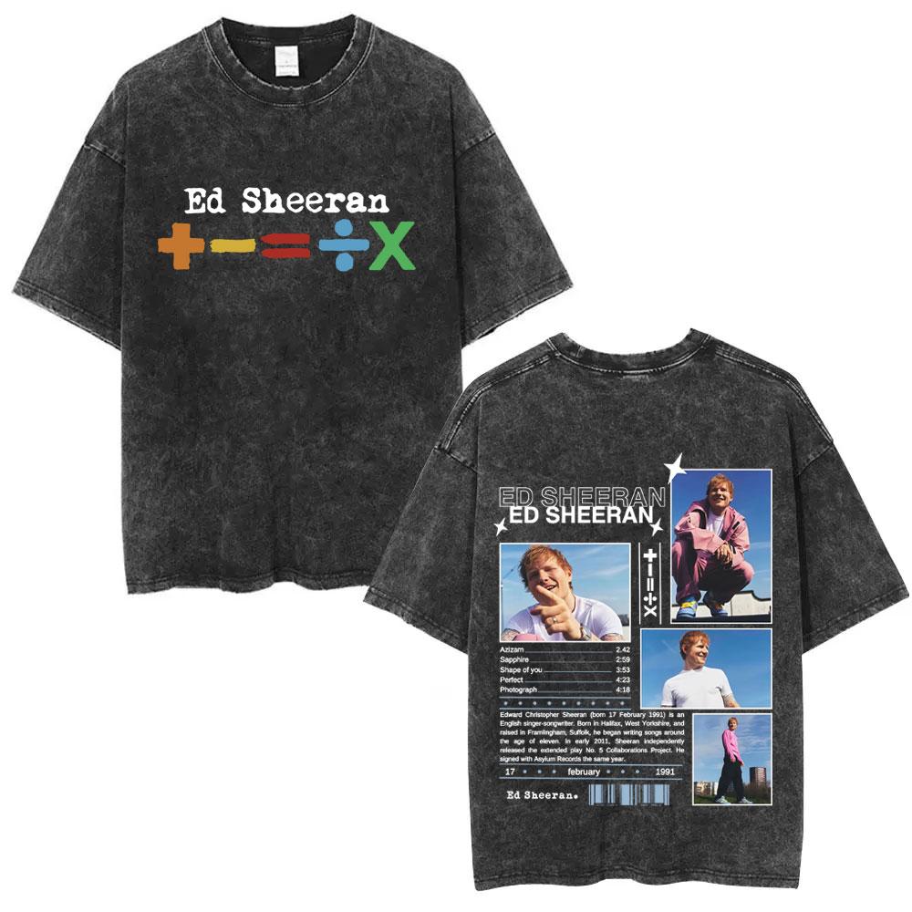 Washed Vintage Ed Sheeran Play Graphic Tshirt Men Women Hip Hop Fashion Pop Music T Shirts Mens Gothic Oversized Streetwear